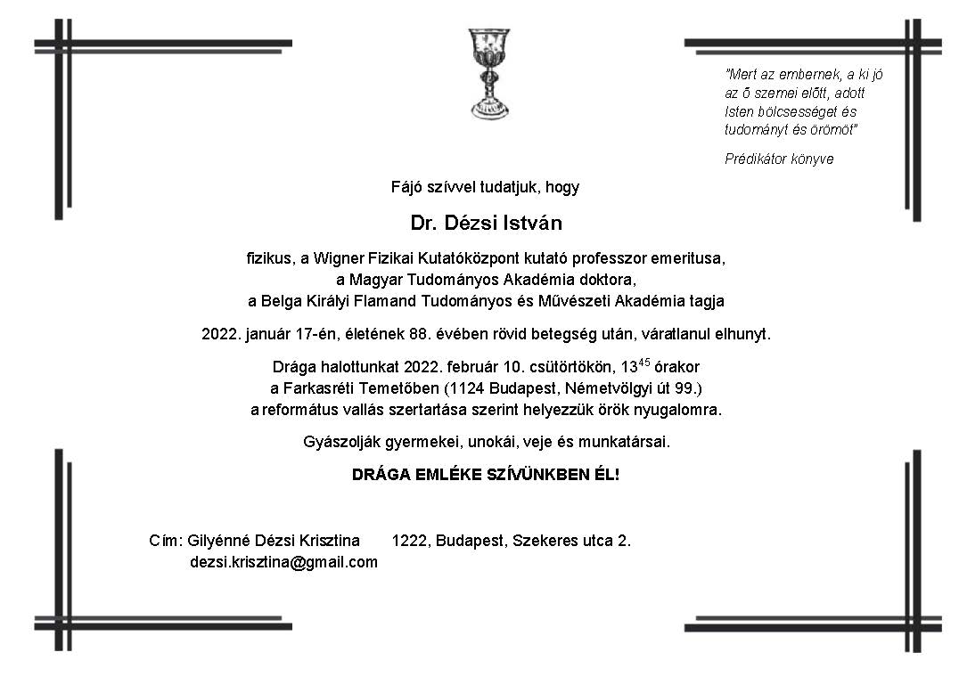 Dézsi István partecédula
